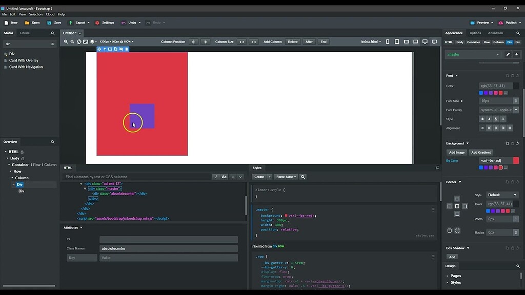 Absolute center - Bug Reports - Bootstrap Studio Forum