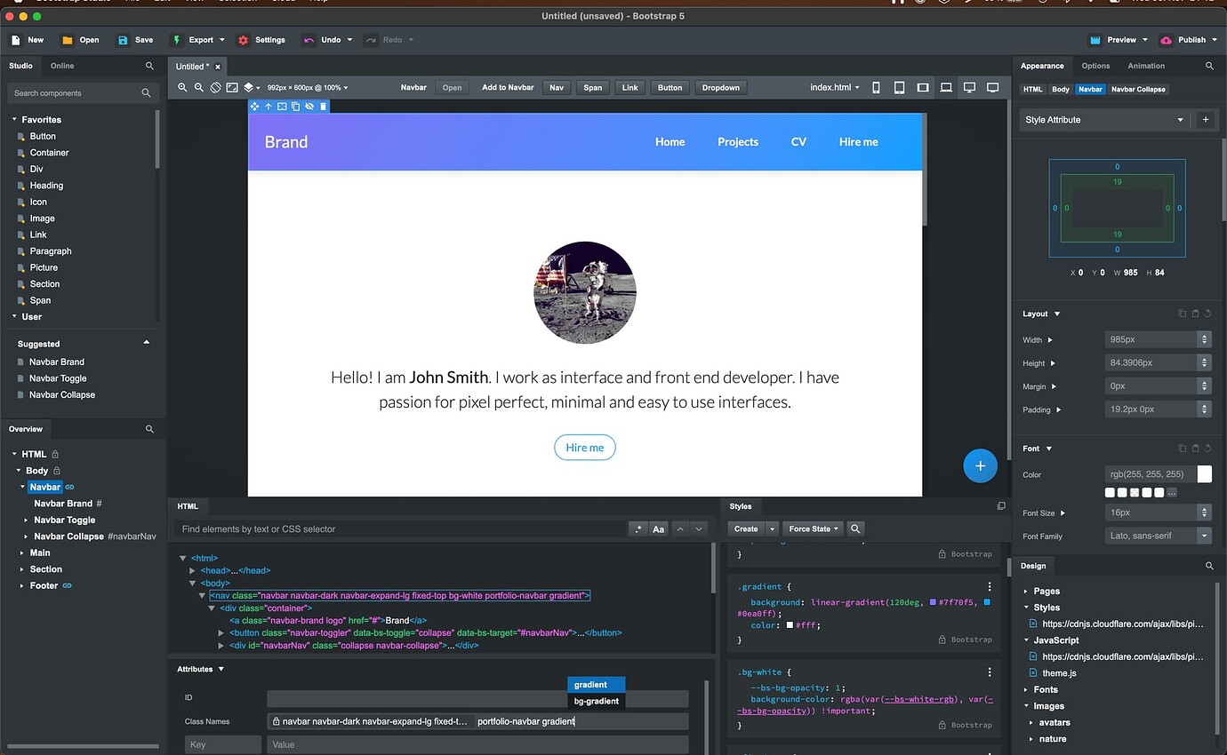 How to find the colours in a gradient - Bootstrap Studio Help ...